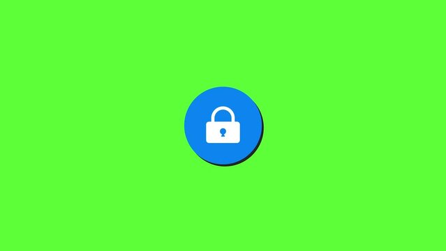 4K motion graphics animation of unlock and lock button on chroma key green screen background.