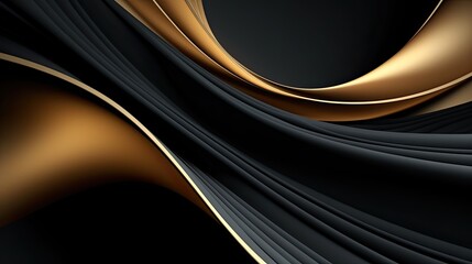 3D Abstract Wallpaper with Dark Golden and Black Background, Generative AI