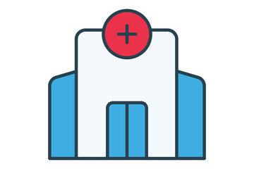 Hospital building icon. icon related to healthcare facilities. flat line icon style. element illustration