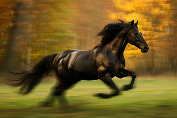 A Horse that fast runs in blur background .generative AI