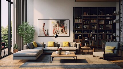Unique composition of modern luxury living room interior 