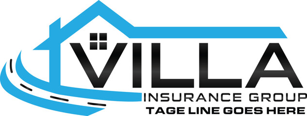 villa insurance group logo, insurance agency emblem, property coverage symbol, real estate insurance branding, home protection design, 