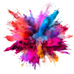 color powder explosion on transparent background - obrazy, fototapety, plakaty