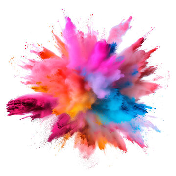 color powder explosion on transparent background
