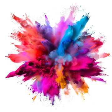color powder explosion on transparent background