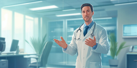 Approachable virtual doctor in a professional pose