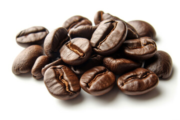 Naklejka premium Roasted coffee beans on white background. Generative AI