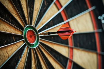 a dart hitting in the center of a target .business successful concept. Ai generative