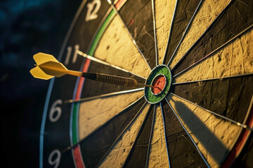 a dart hitting in the center of a target .business successful concept. Ai generative