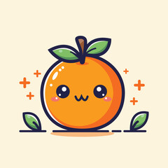 Vector cute orange fruit flat illustration