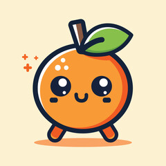 Vector cute orange fruit flat illustration