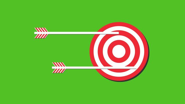 Animated arrow missing the Goal, business marketing green screen
