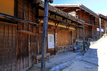 Fototapeta premium Tsumago-juku a Rustic stop on a feudal-era route at Azuma, Nagiso, Kiso District, Nagano, Japan