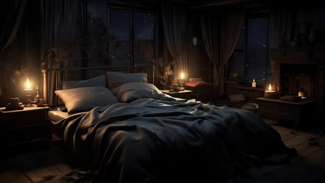 Interior of bed room. seamless looping overlay 4k virtual video animation background 