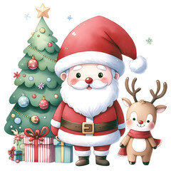 santa claus and christmas tree