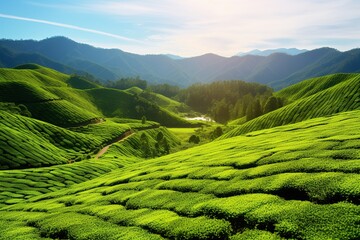tea plantation cameron highlands malaysia - obrazy, fototapety, plakaty
