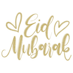 Glittery gold brush hand lettering calligraphy Eid Mubarak