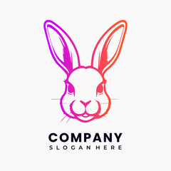 vector rabbit line art gradient logo minimalist
