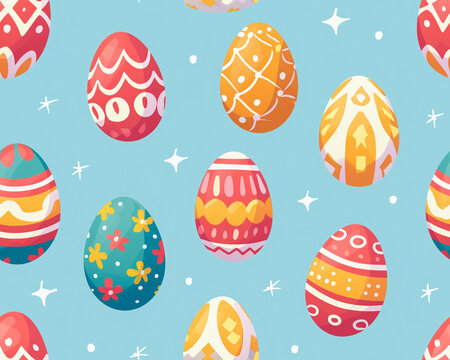 cute easter eggs with designs pattern tile image background generated by ai
