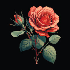 Fototapeta premium Art & Illustrationvector illustration of red roses with a black background for logos or other graphic design needs