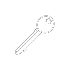 Simple key outline. Key icon  continuous one line drawing. Vector illustration. 