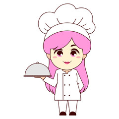 Logo of a chef serving food, digital art illustration