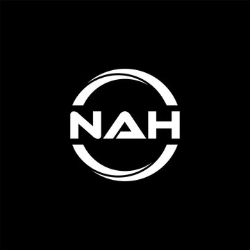 NAH letter logo design with black background in illustrator, cube logo, vector logo, modern alphabet font overlap style. calligraphy designs for logo, Poster, Invitation, etc.