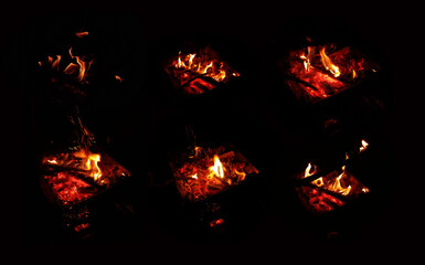 Bonfire collection on black background