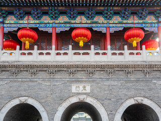 Red lanterns on ancient buildings