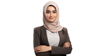 Young business arab woman Isolated on white background, isolated on transparent and white background.PNG image.