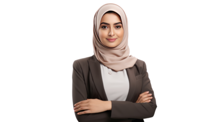 Young business arab woman Isolated on white background, isolated on transparent and white background.PNG image.