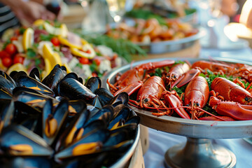 Full of seafood in the buffet dinner, Generative Ai