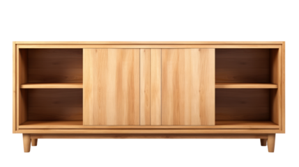 Industrial TV cabinet wooden furniture isolated on transparent and white background.PNG image.	