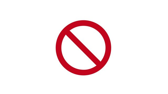 4K animation of red prohibition sign (mp4)