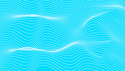 Blue abstract background design. Modern wavy line pattern in monochrome colors. Premium stripe texture for banner, business backdrop. Blue horizontal vector template