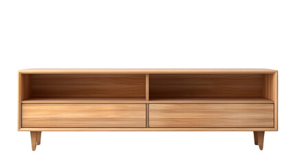 Industrial TV cabinet wooden furniture isolated on transparent and white background.PNG image.	