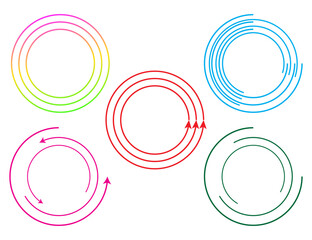 Circular frame spins, linear symbol rotates, circles frame loop, circle loading bar.