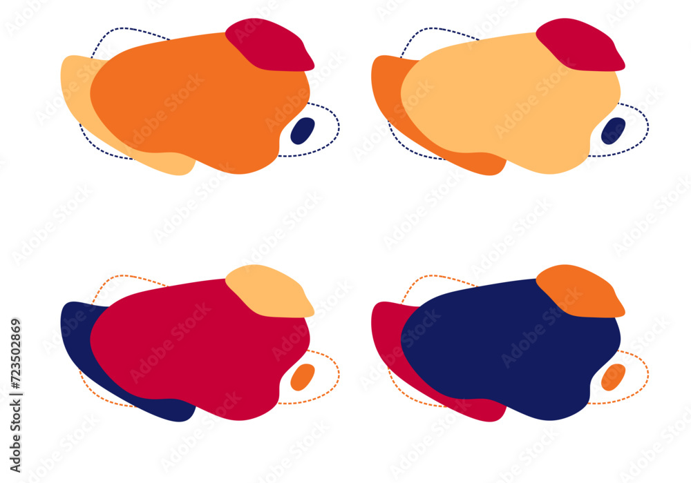 Wall mural modern abstract vector banner set. flat geometric shapes of different colors and different style. te