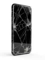 A black smartphone with the screen cracked