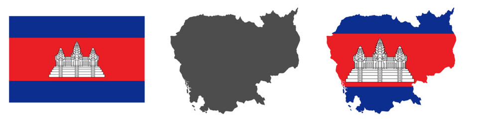 Cambodia flag and map vector illustration