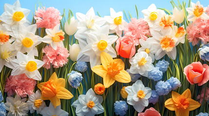 Colorful flowers background, spring season concept