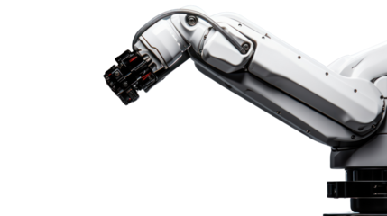 Robot arm , isolated on transparent and white background.PNG image.