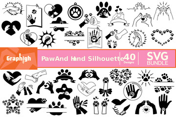 Set of Paw Silhouette SVG Design Cut File for Cutting Machine
