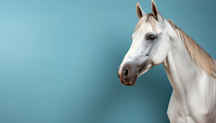 Beautiful mare with blue eyes, a majestic symbol of nature generated by AI