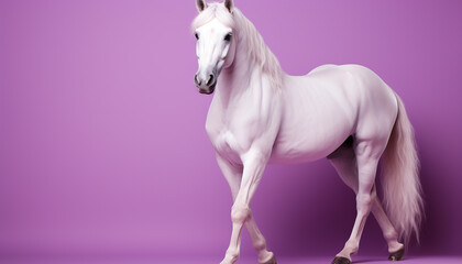 Naklejka premium Stallion and mare standing, looking at camera, beauty in nature generated by AI