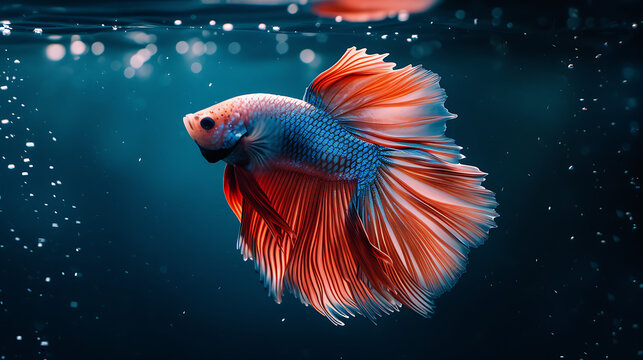Siamese fighting fish, Betta splendens commonly known as the betta, is a freshwater fish in the aquarium. Generative AI illustration