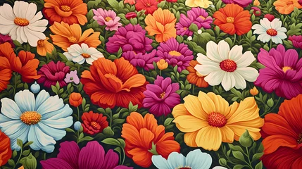 Behang Colorful flowers background, spring season concept © jiejie