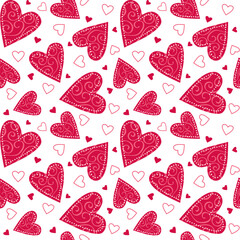 Seamless Valentine Heart Pattern On White Background