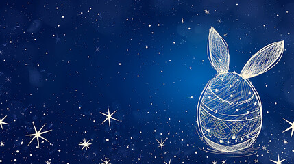 Obraz na płótnie Canvas Beautiful night sky, Easter egg and rabbit.