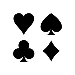 Playing card suits icon set black. Poker playing cards suits symbols.